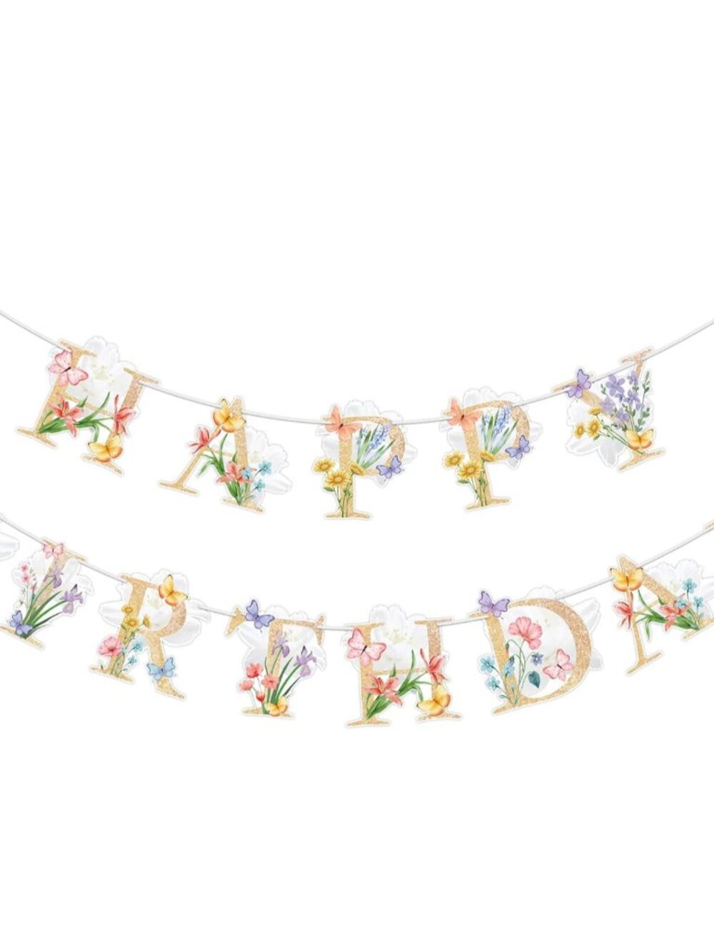 Happy Birthday Banner Flower Butterfly Birthday Party Decorations Boho Floral Ba